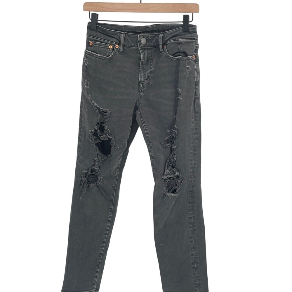 American Eagle Jeans Black Women's Size 26 Distressed Next Level‎ Stretch